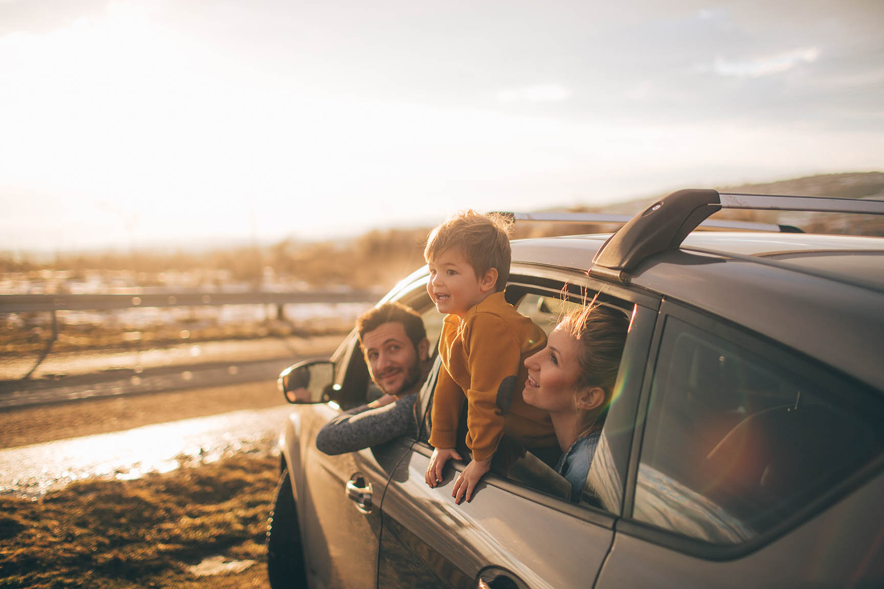 family in car 